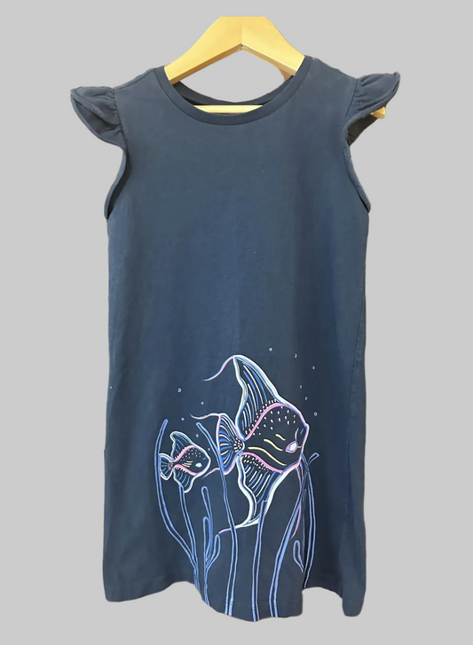 Tea Blue Dress with Fish 7