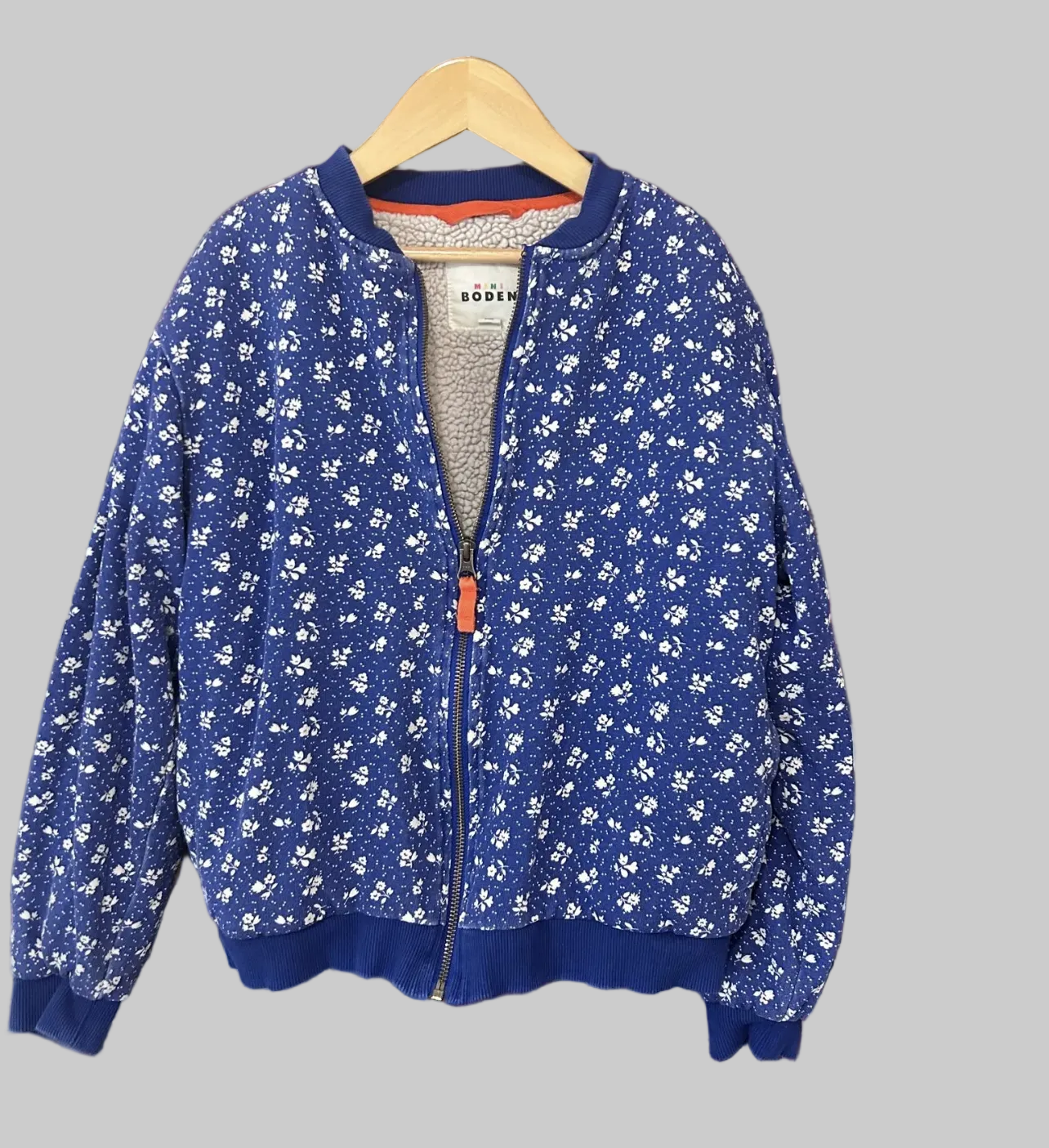 Mini Boden Floral Fleece Lined Jacket 11/12
