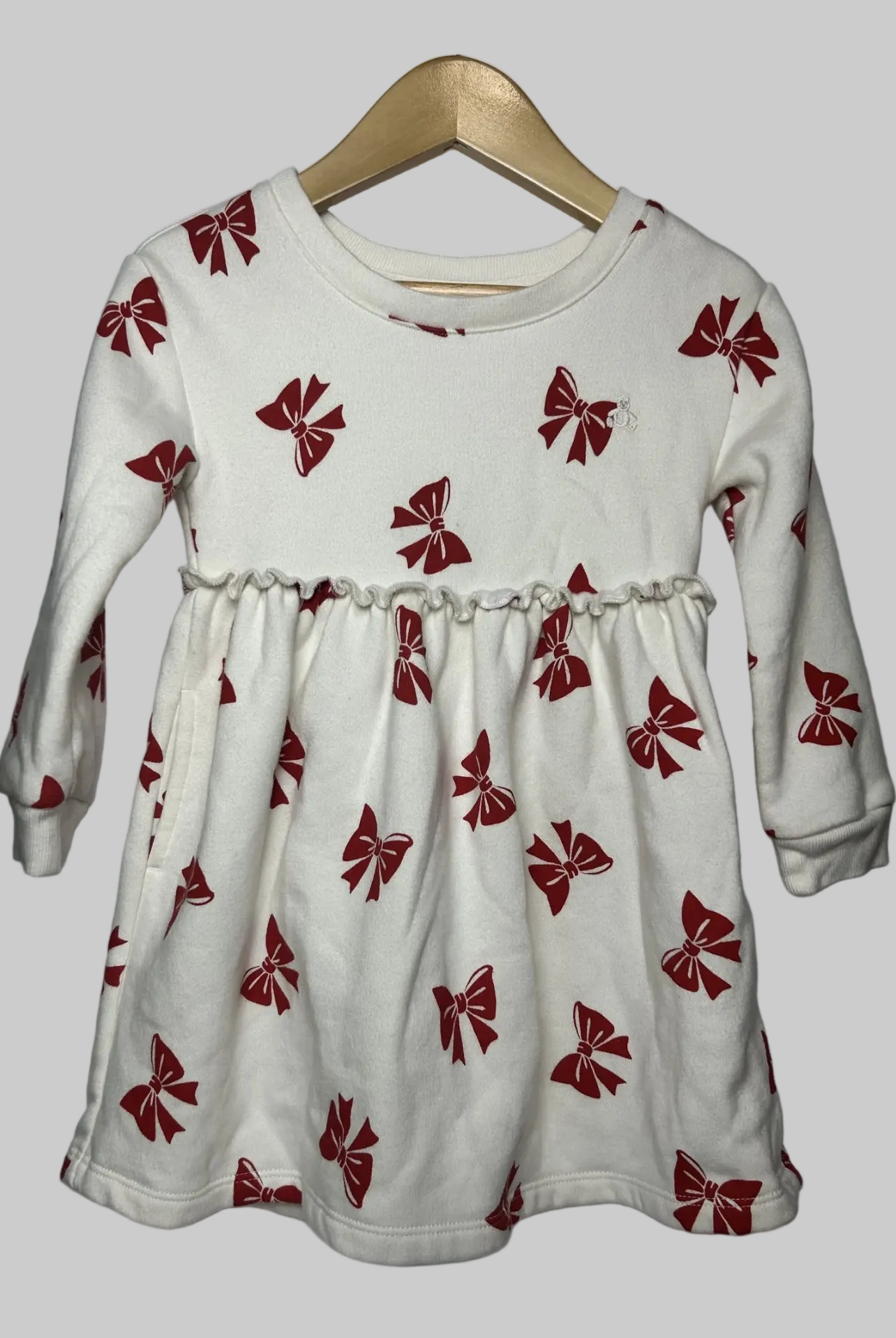 Baby Gap White with Red Bows Dress 3T