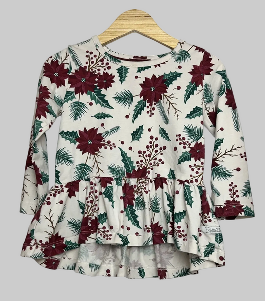 Rufflebutts Holiday Peplum Top 2T