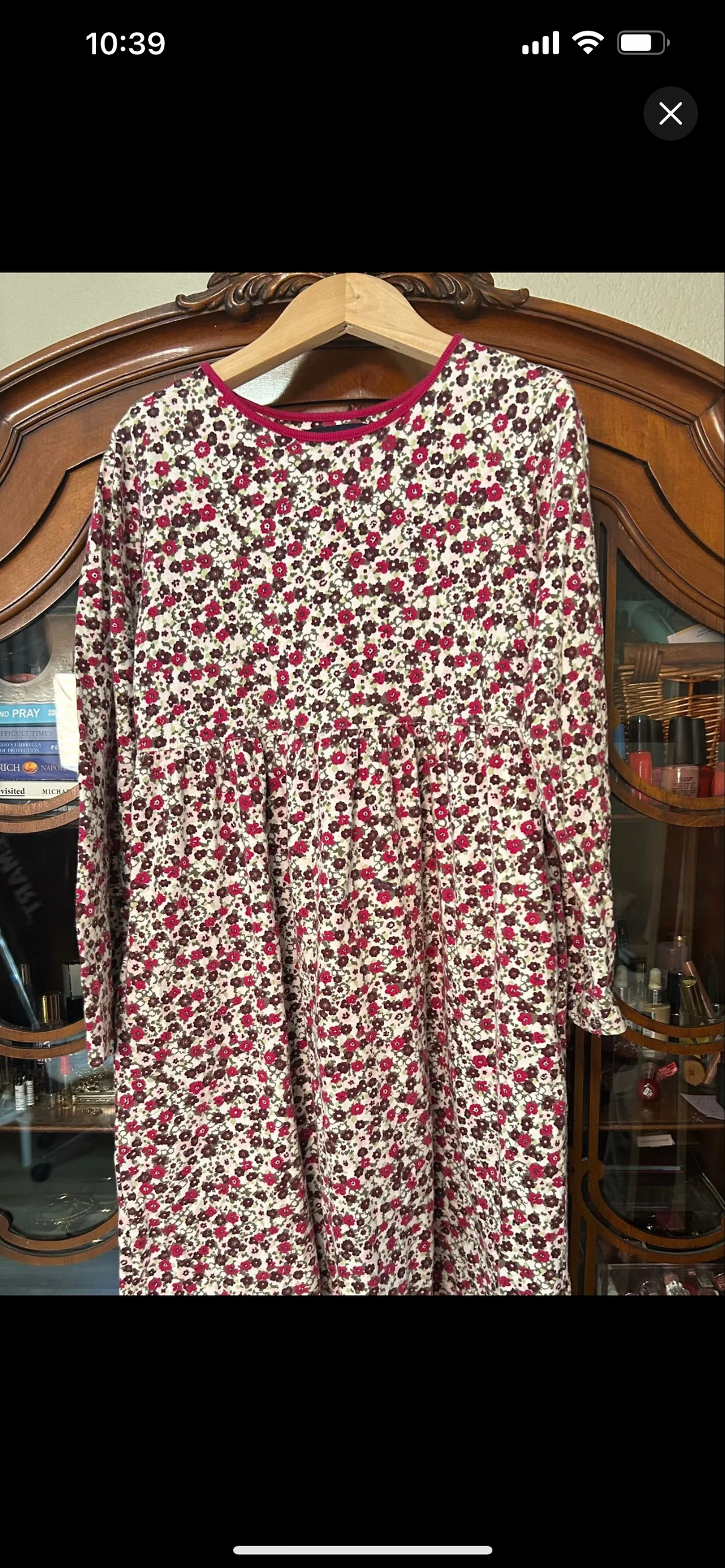Land’s End Cream Plum Floral Dress 10