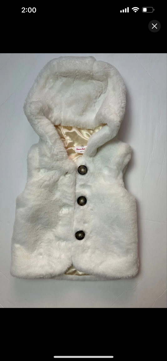 Hanna Andersson Faux Fur Vest with Hood 3T