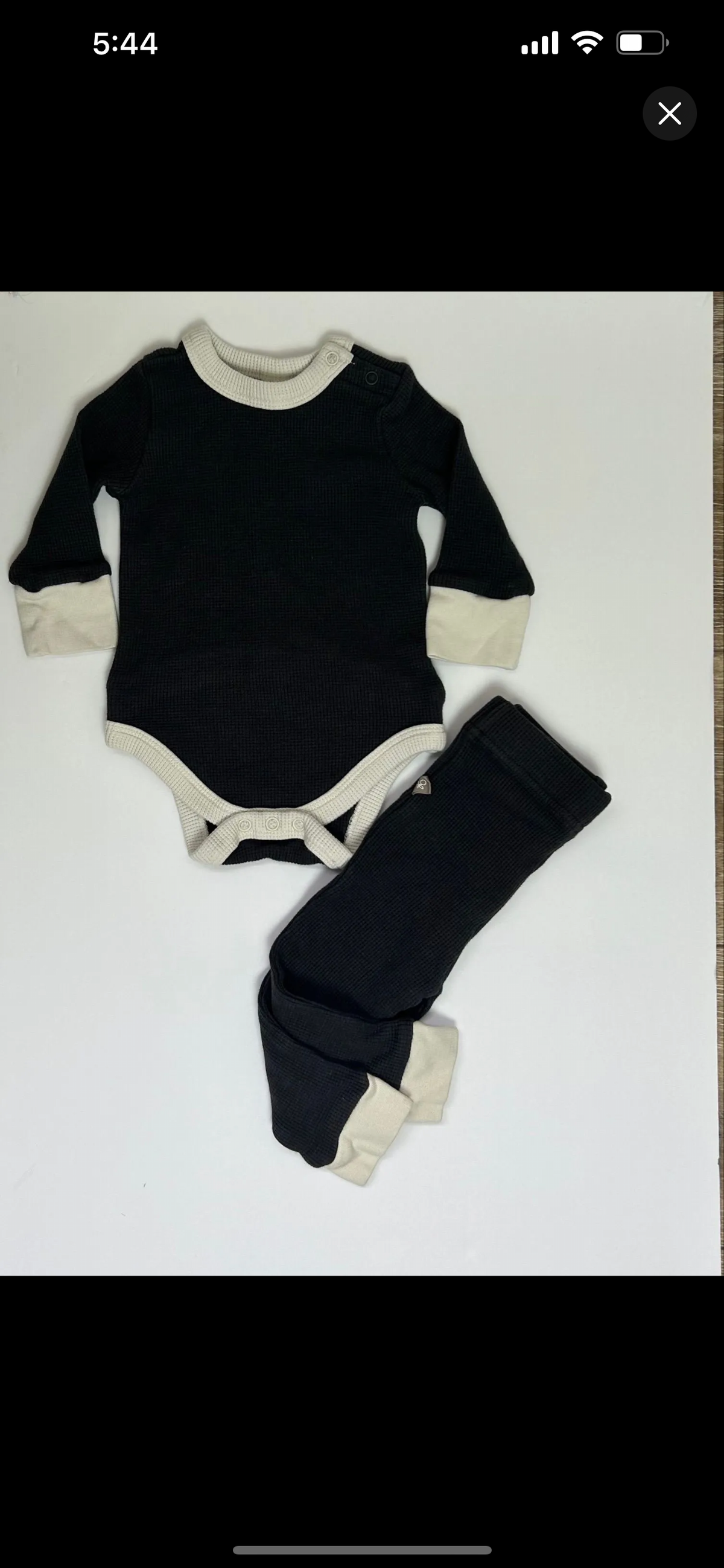 Goumi Dark Gray Waffle Knit Set 3-6M