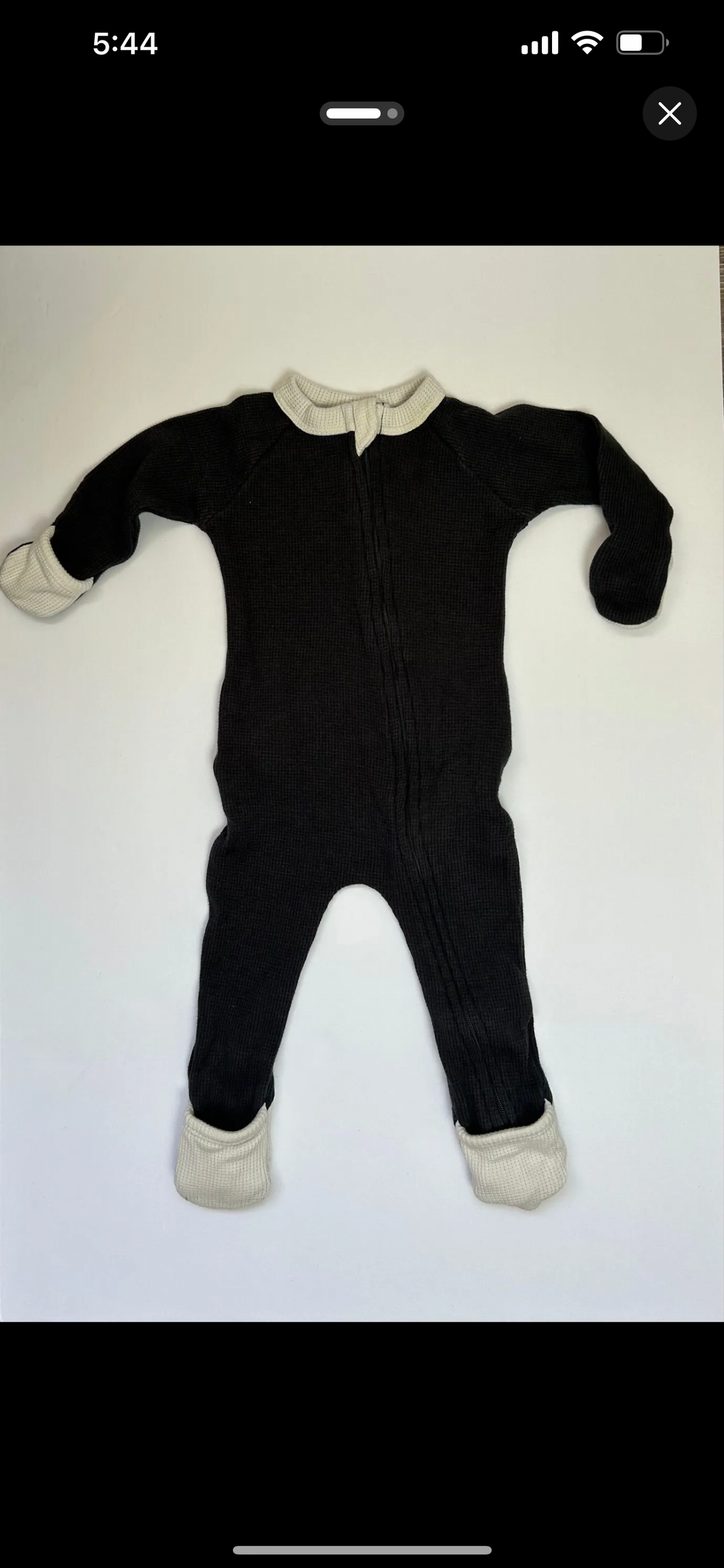 Goumi Gray Waffle Knit Zippy Footie 3-6M