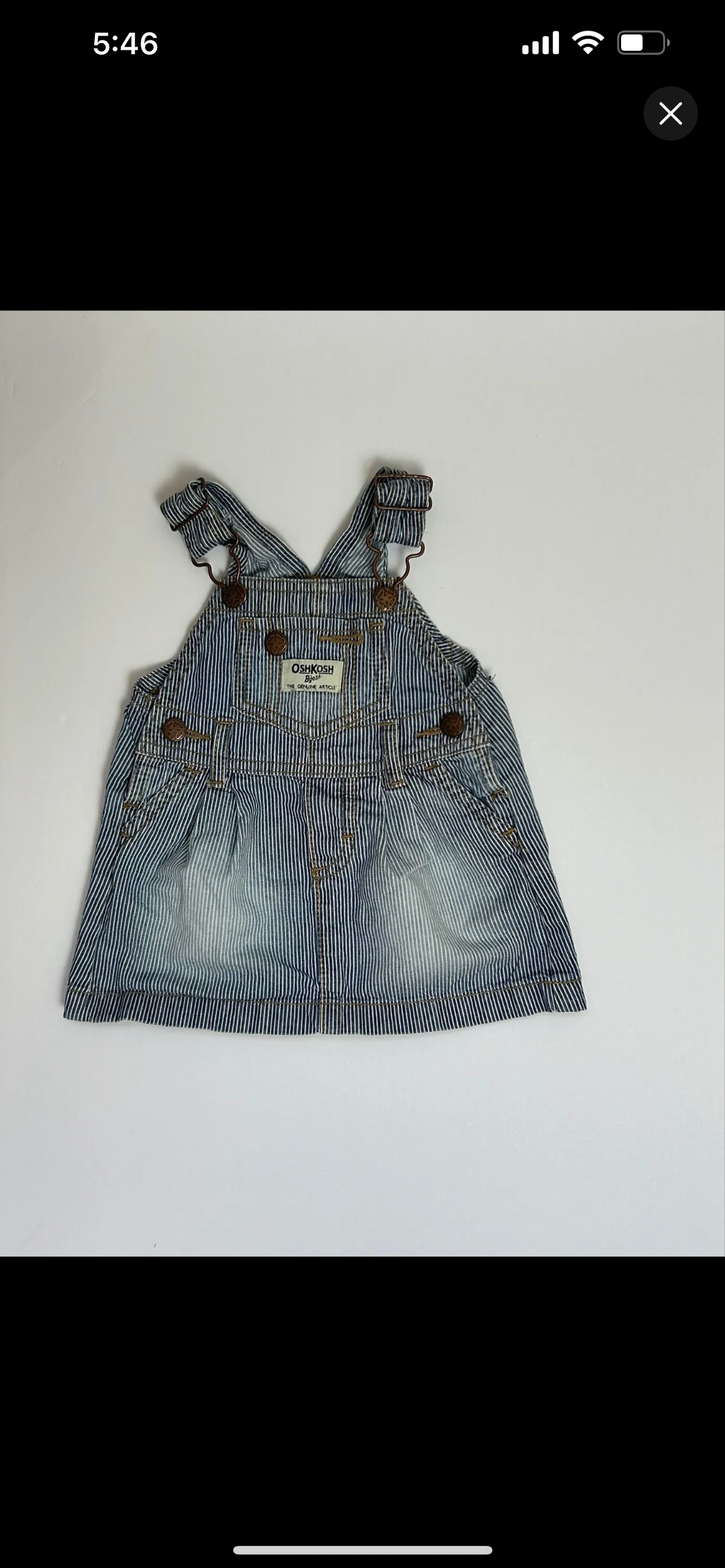 OshKosh Denim Stripe Overall Dress 6M