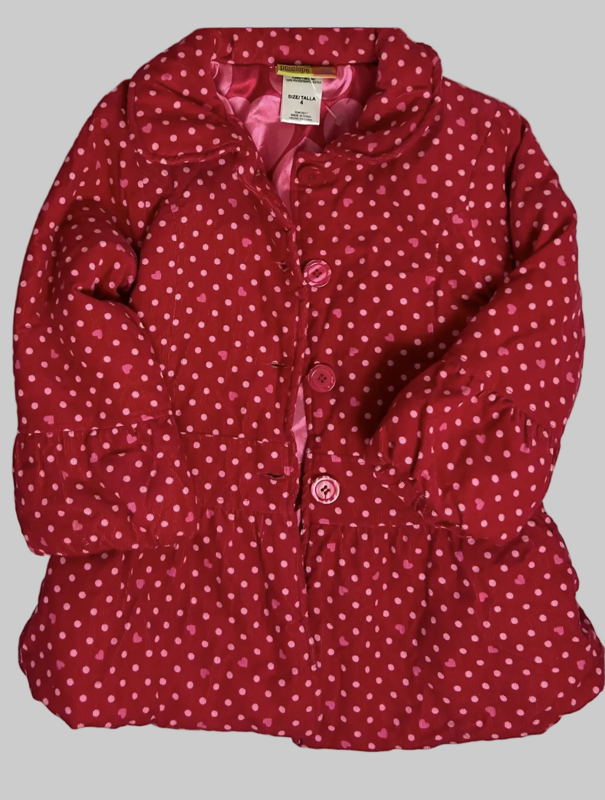 Penelope Mack Red Corduroy Dot Coat 4T