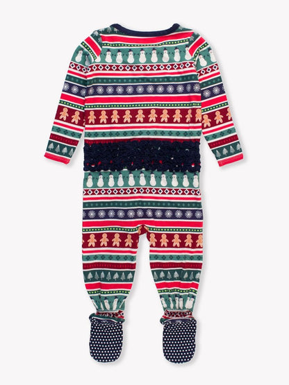 Fair Isle Friends Ruffle One Piece Footie Pajama