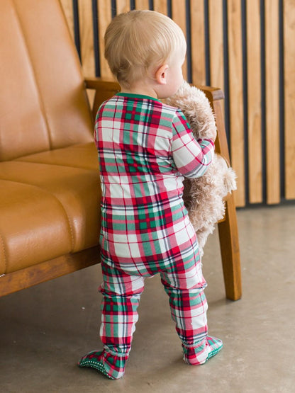 Dashing Dreams Plaid One Piece Footie Pajama