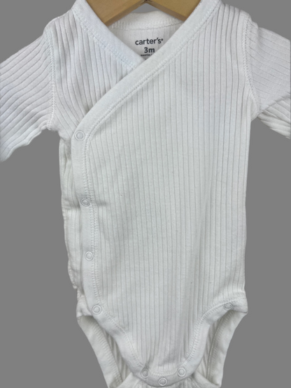 Carter's Long Sleeve Ribbed Kimono Onesie 3M