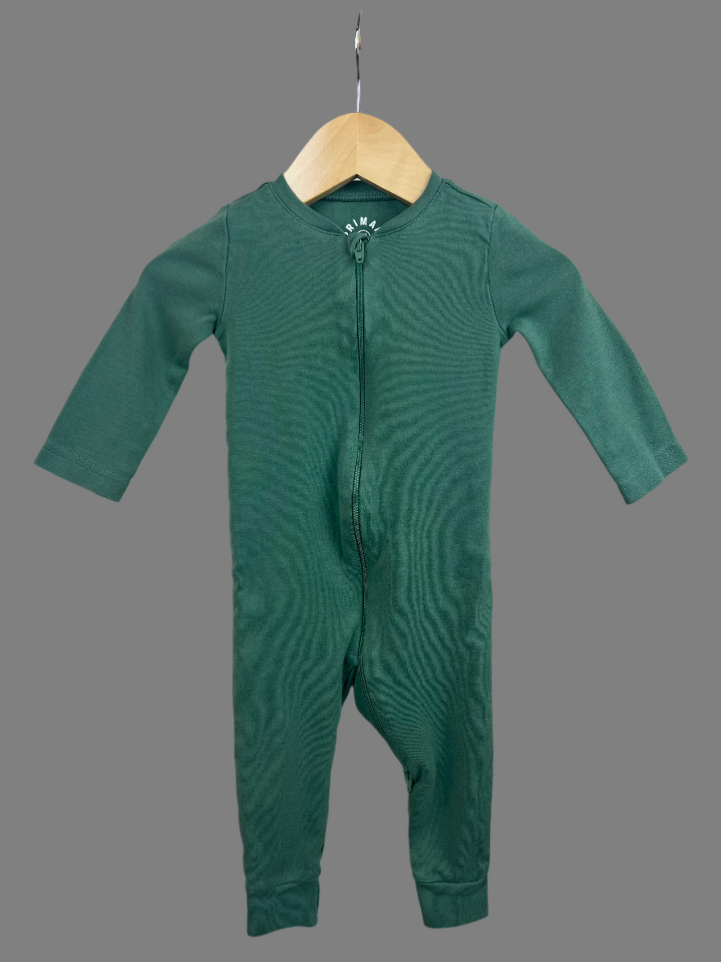 PRIMARY Long Sleeve Zipper Onesie 6-9M