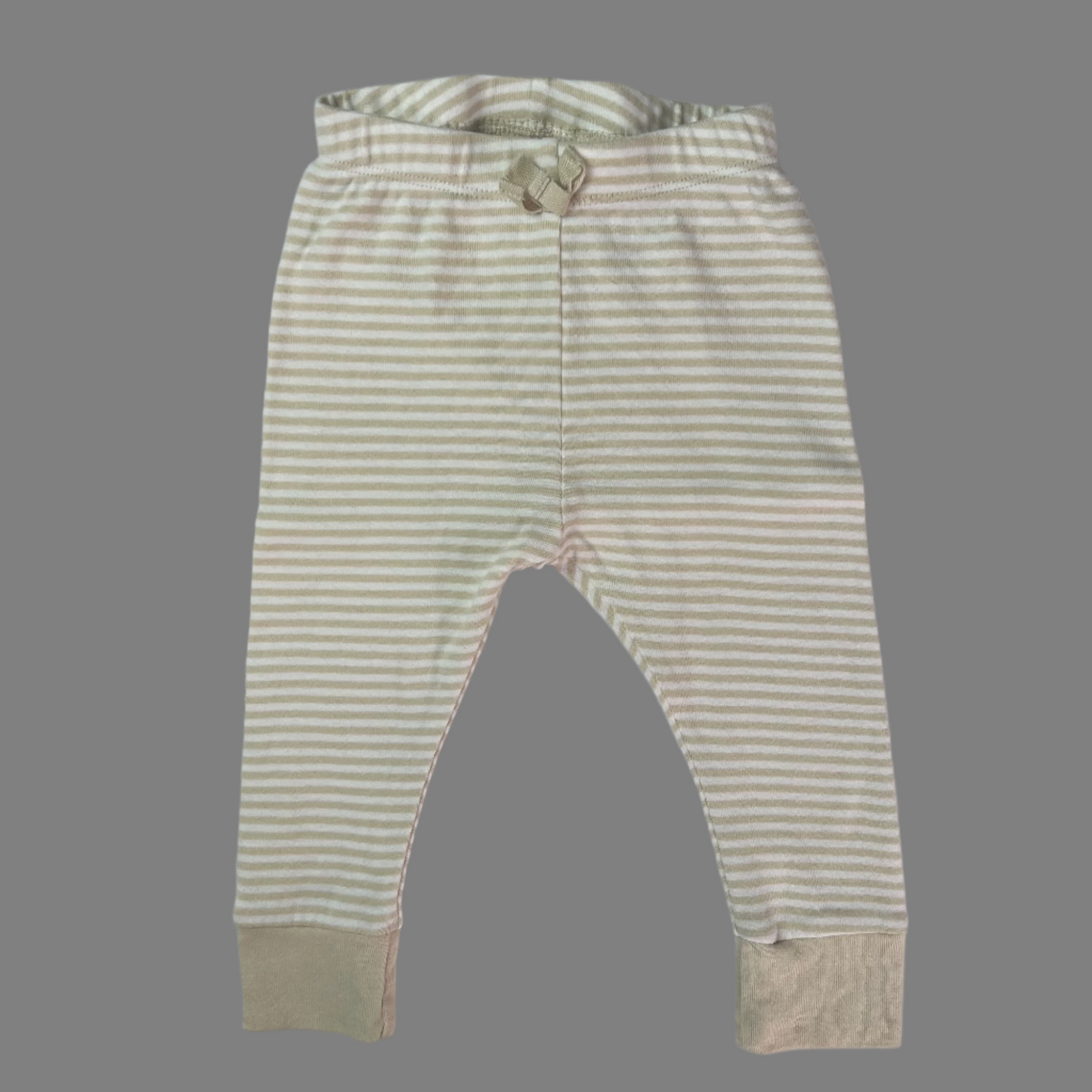 Little Bundles Beige Striped Pants 6-12M