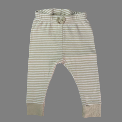 Little Bundles Beige Striped Pants 6-12M