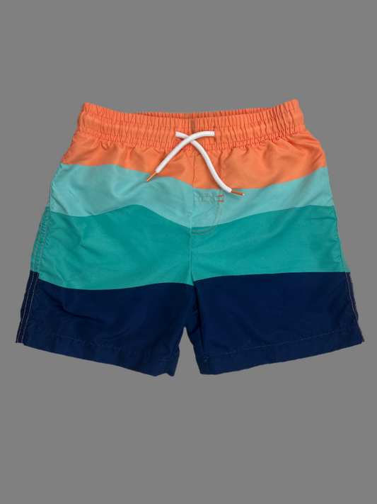 BCOOL  Orange-Teal-Navy Swim Trunks 4T