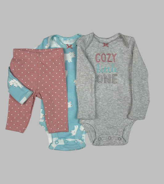 Carter's 3 PC Polar Bear Bodysuit & Pants NB