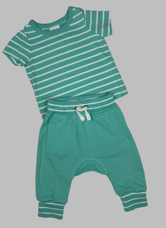 Hanna Andersson 2 PC Aqua Shirt & Pants  6-12M