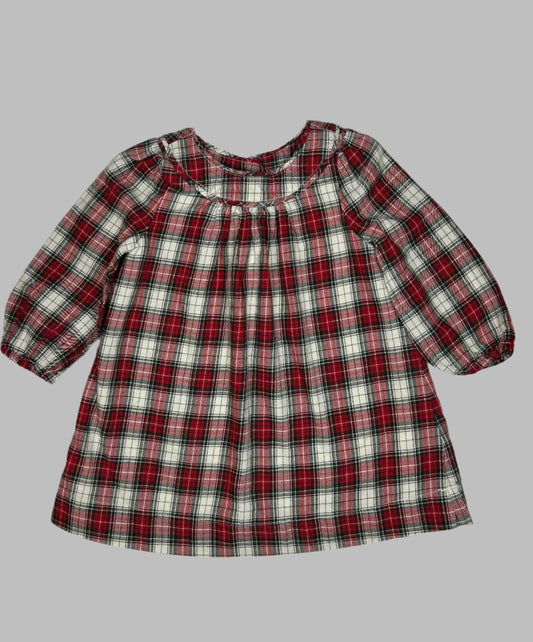 Baby Gap LS LTWT Plaid Holiday Dress 6-12M