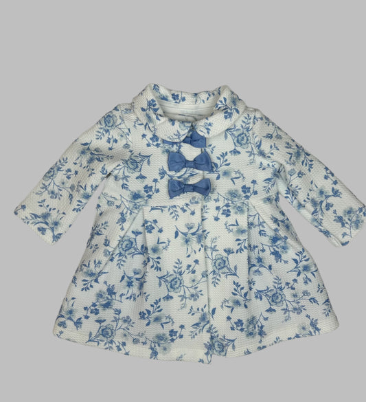 Nanette Baby Blue and White Dress with Matching Coat 0-3M