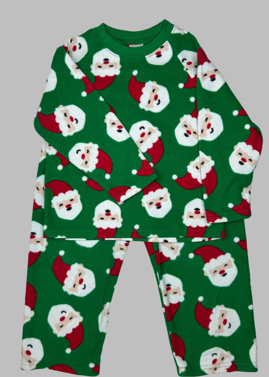 Children's Place 2Pc Green Fleece with Santa Pajamas 4T