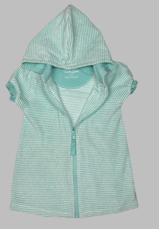 Ruffle Butts Mint Green Terry Zip Swim Cover Up 2T