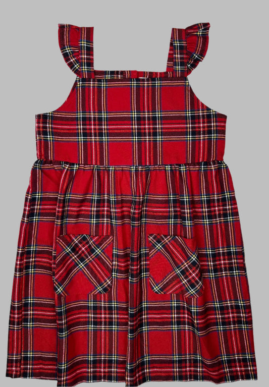 Primark Red Plaid Holiday Dress Jumper 7-8Y
