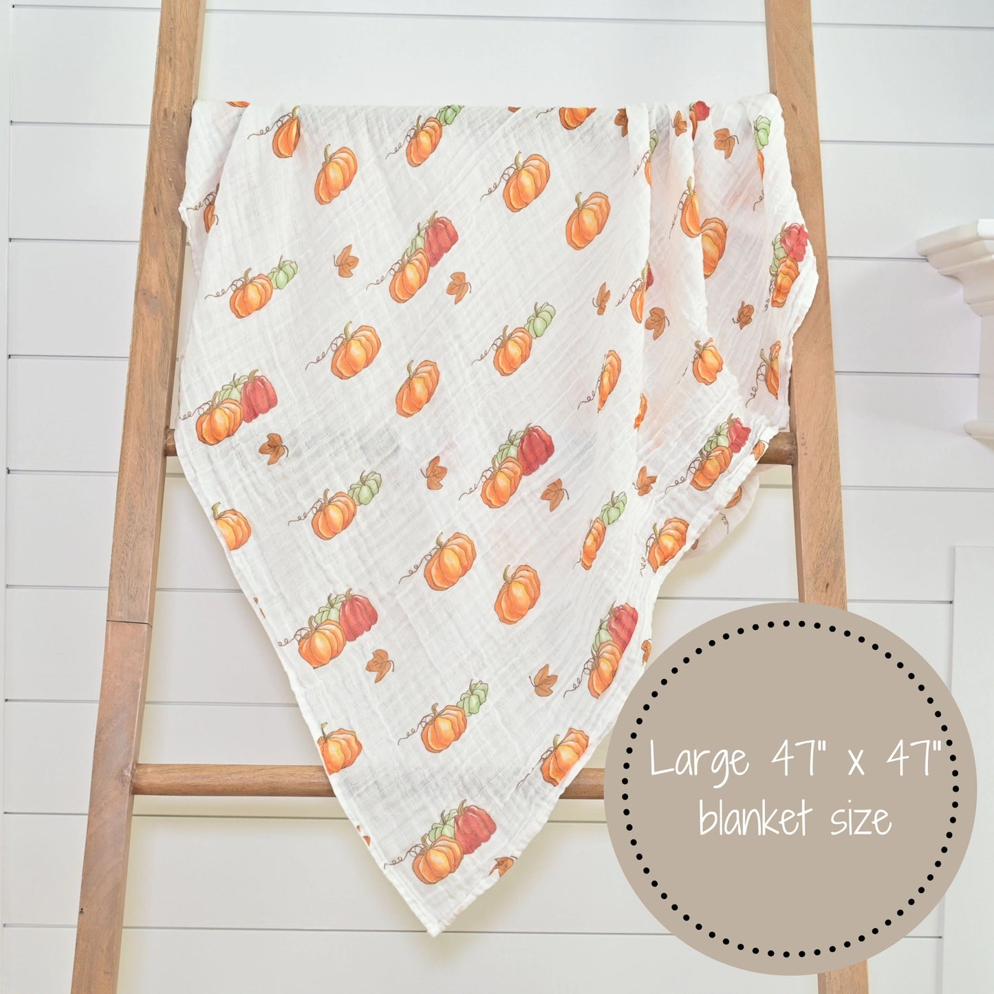 Baby Muslin Swaddle Blanket 47x47 Pumpkin Patch