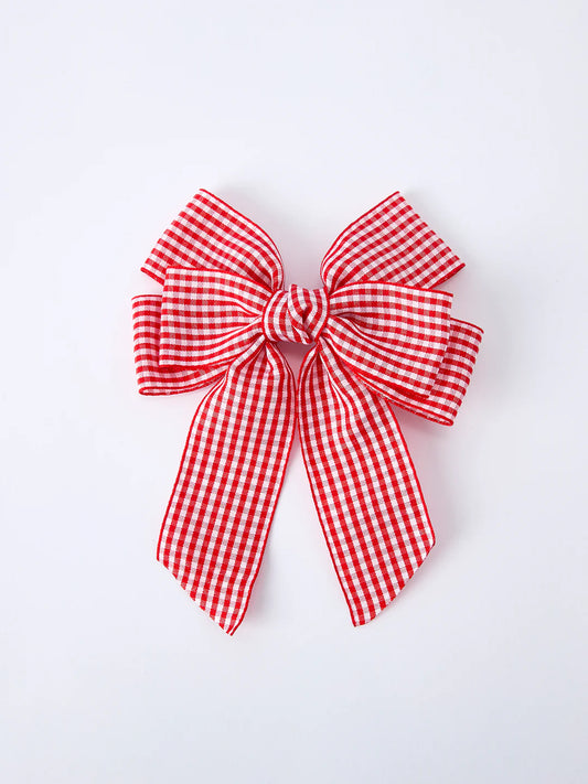 Red and white Plaid Girls Hairpin 4 Inches