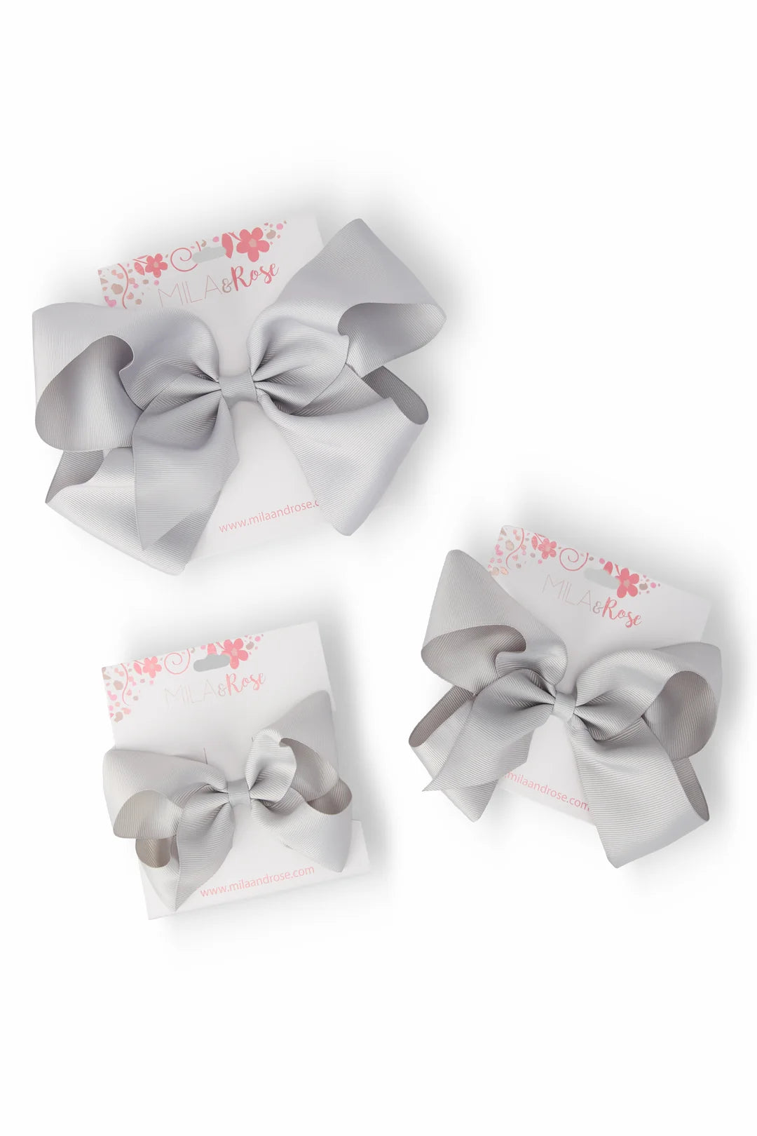 Silver Grosgrain Hair Bow Medium
