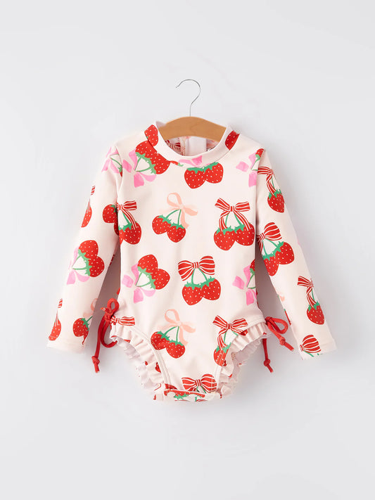 Strawberry Cherry Girls One-piece Swimsuit