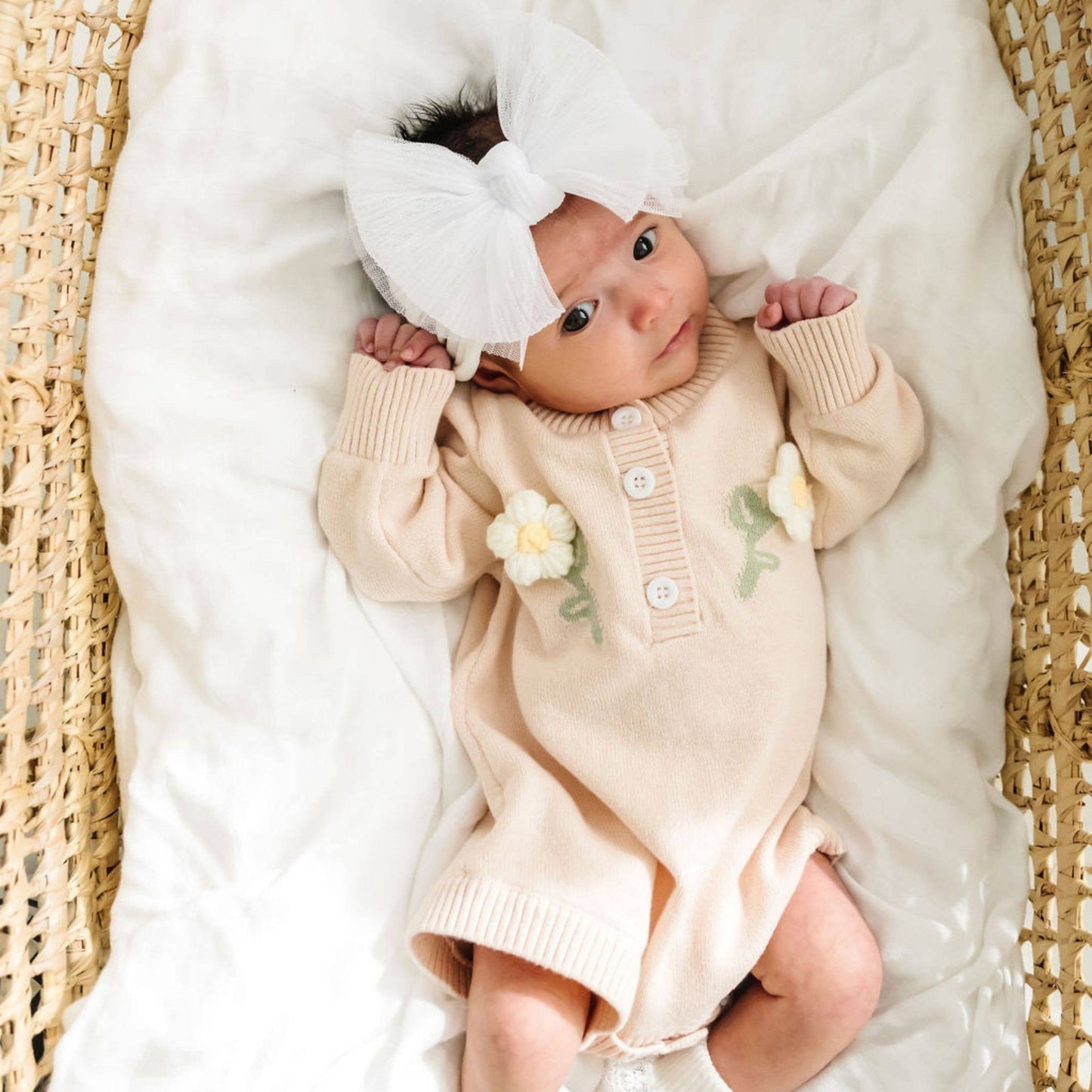 Baby Bling® Tulle headband with tulle bow: Pleated White