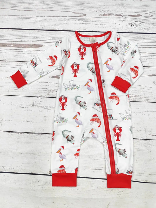 Shrimp Print Christmas Zip Sleeper