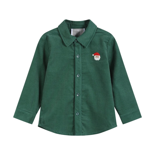 Lil Cactus Green Corduroy Santa Dress Shirt